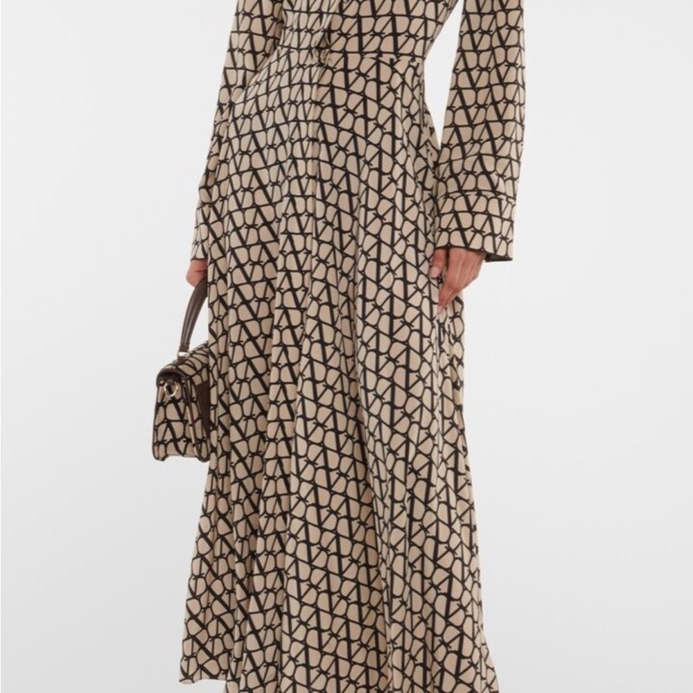 Valentino Brown and White Bell Sleeve Sundress - Picture 4 of 4